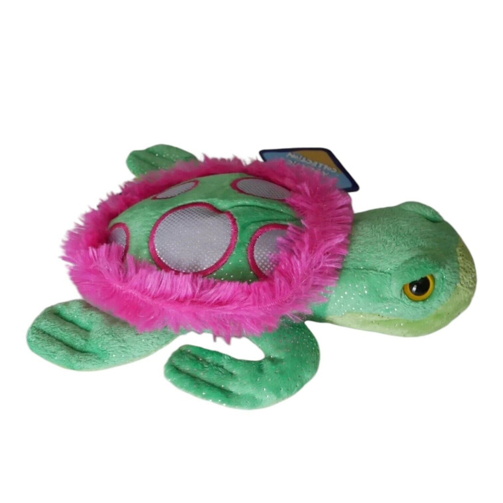 The Petting Zoo Turtle Plush Green Pink Sparkle Aquatic Stuffed Animal Toy 8”
